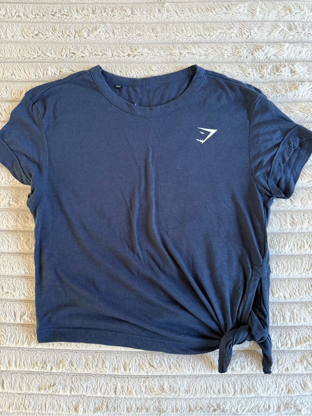 Gymshark Navy Side-Tie Crop Tee